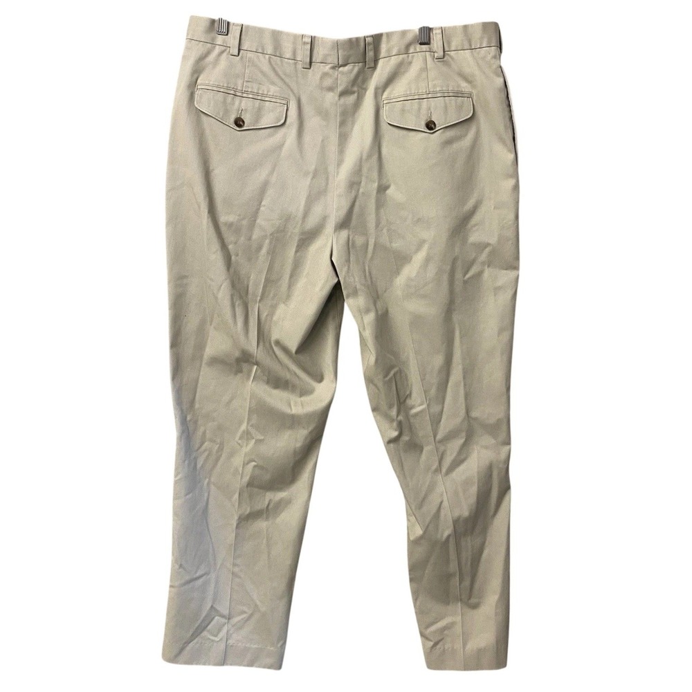 LL Bean Chinos VTG Mens 40 (39) Khaki Tan Pant Straight Leg Flat‎ Front Trousers